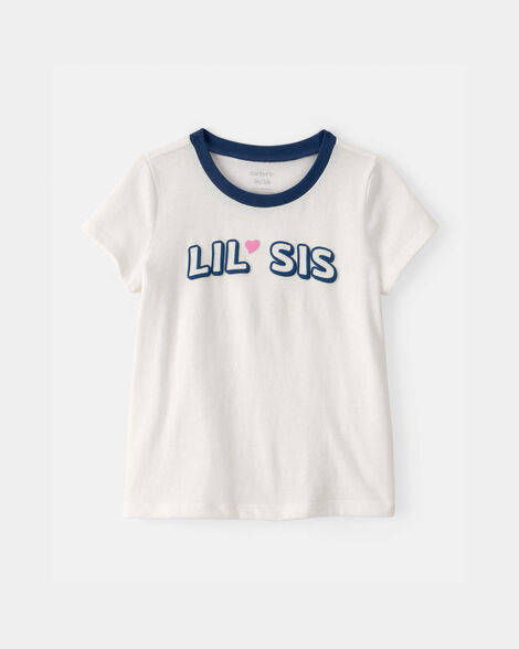 toddler girl 'lil sis' graphic tee - ivory