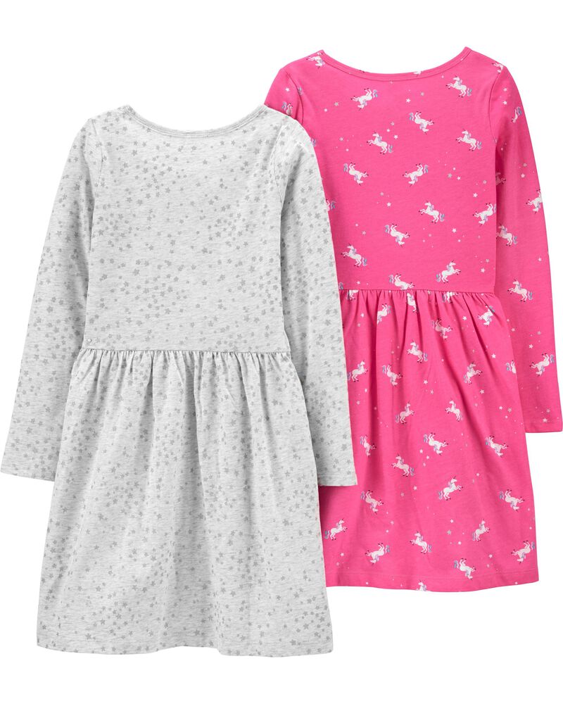 2 Pack Unicorns Stars Jersey Dresses Carters Com