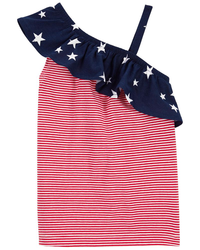 Red/Navy Toddler 4th Of July OneShoulder Top