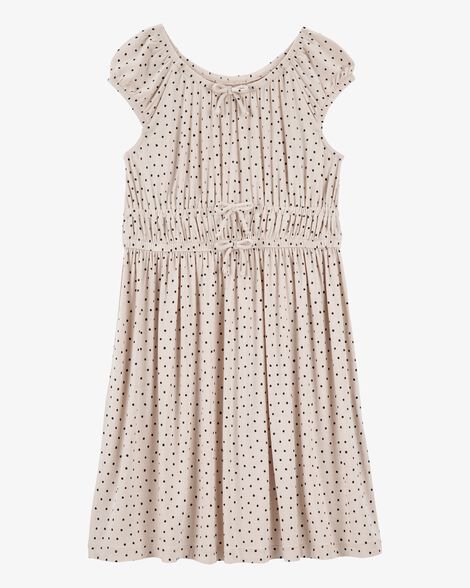 Product image 1 of Kid Polka Dot Short-Sleeve Dress - Tan