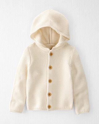 Product image 1 of Toddler Organic Signature Stitch Cardigan in Cream