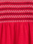 Red - Kid Smocked Cotton Dress, Selected