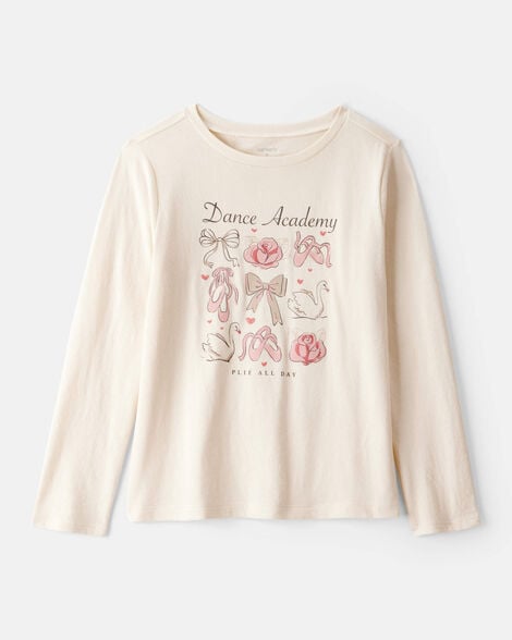 girls dance academy long-sleeve graphic tee - cream