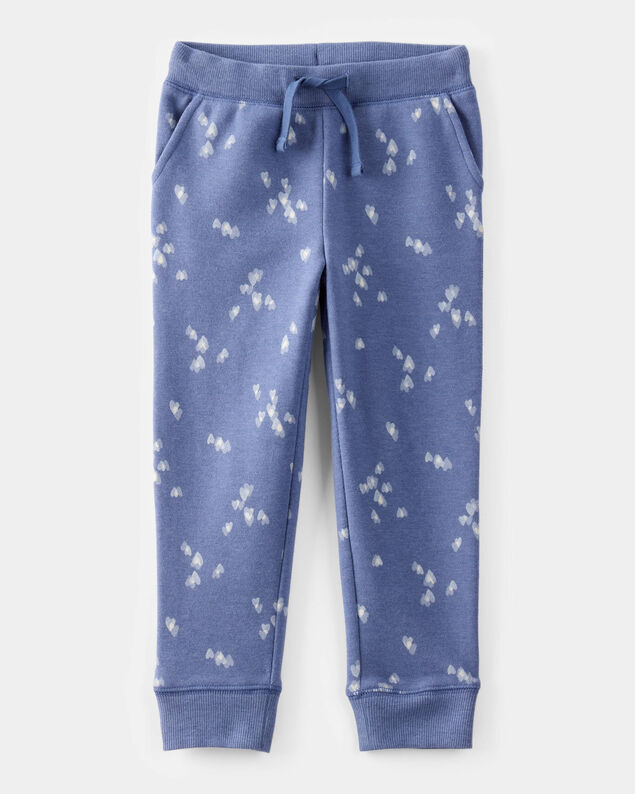 Product image 1 of Toddler Girl Heart Print Fleece Drawstring Joggers - Blue