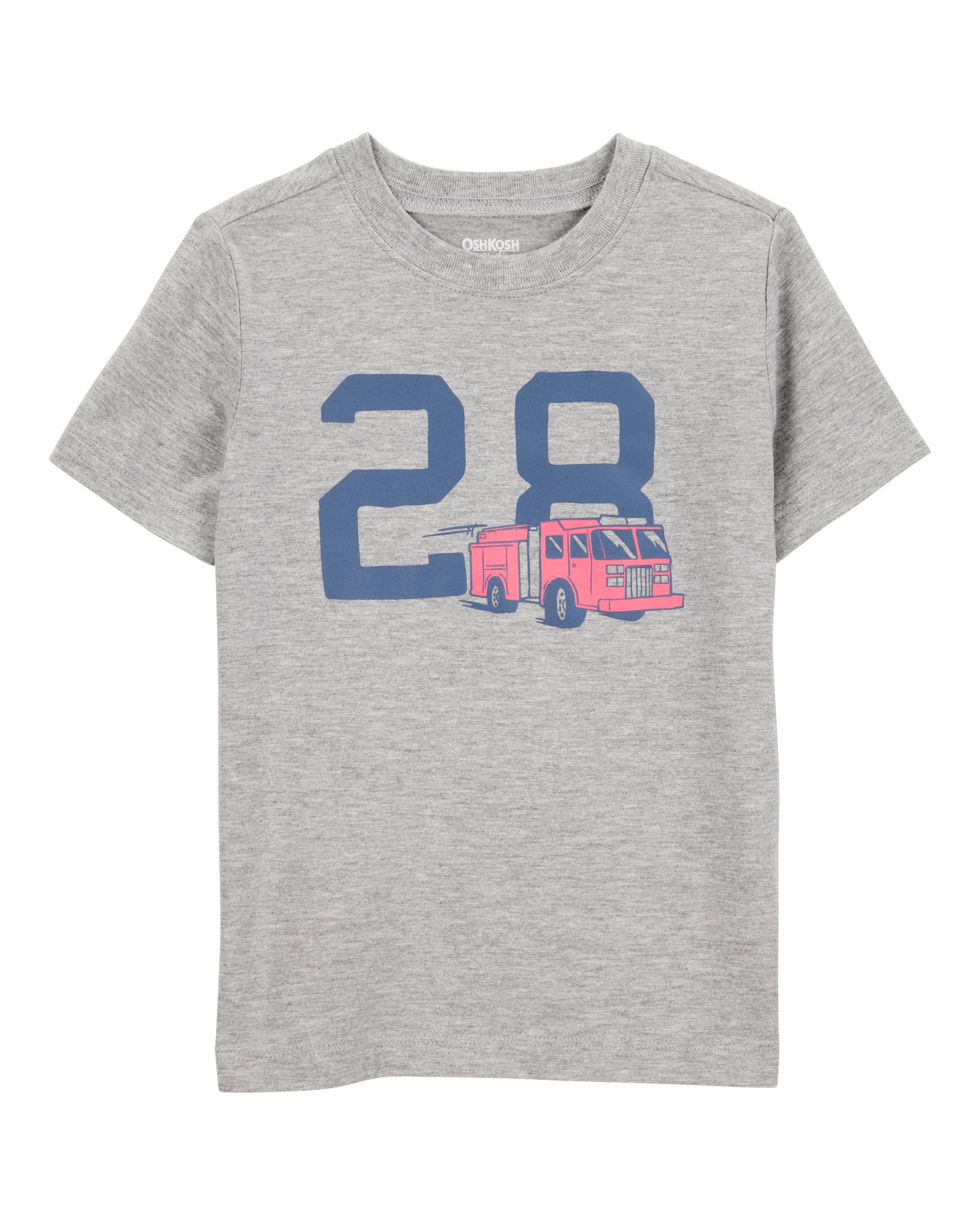 Toddler Firetruck Short-Sleeve Graphic Tee - Grey