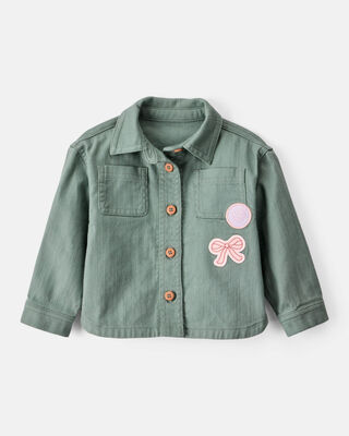 Product image 1 of Baby Girl Patchwork Cotton Long-Sleeve Utility Fashion Jacket - Green