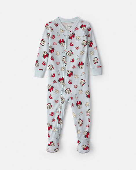 baby 1-piece disney© mickey mouse christmas 100% cotton snug fit footed pajama - blue