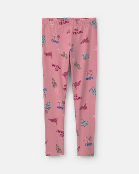 girls school spirit pull-on stretch leggings - pink