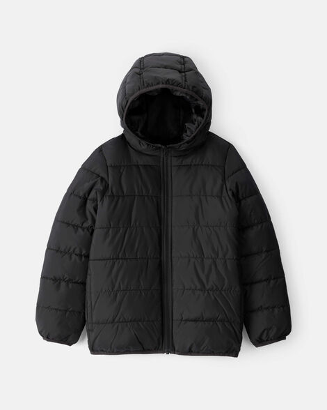 boys midweight packable puffer - black