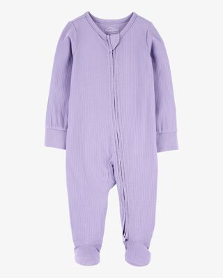 Product image 1 of Baby Solid 2-Way Zip PurelySoft Sleep & Play Pajamas - Purple