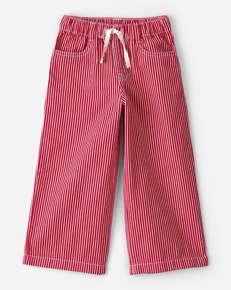 Toddler Girl Striped Wide-Leg Pants - Red