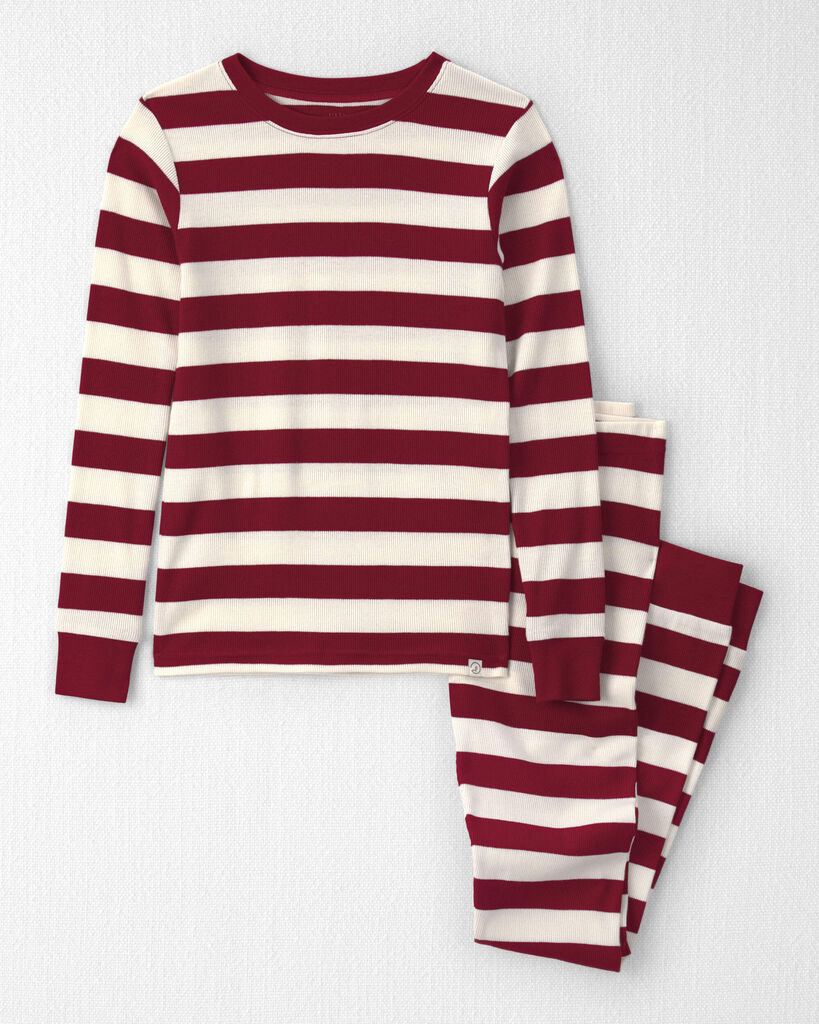 Little Planet Kids 2-Piece Organic Cotton Ribbed Pajamas in Stripes 10 Red Stripes