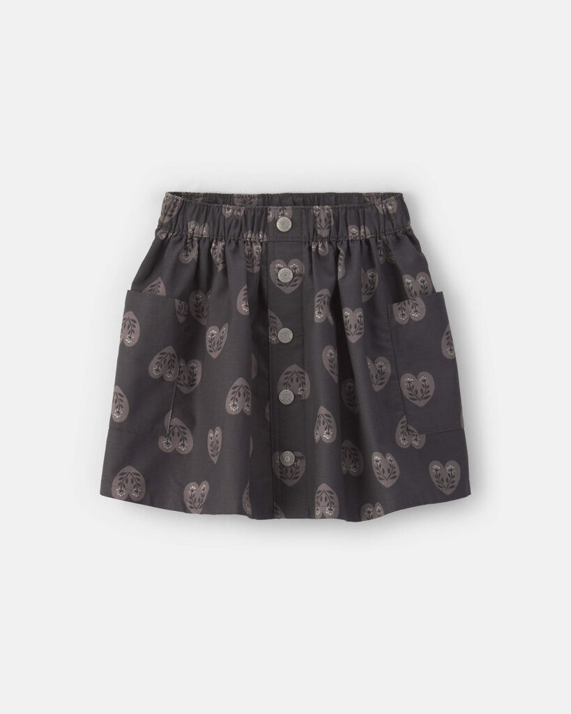 OshKosh B'gosh Girls Heart Twill Skirt 10 Black/Grey