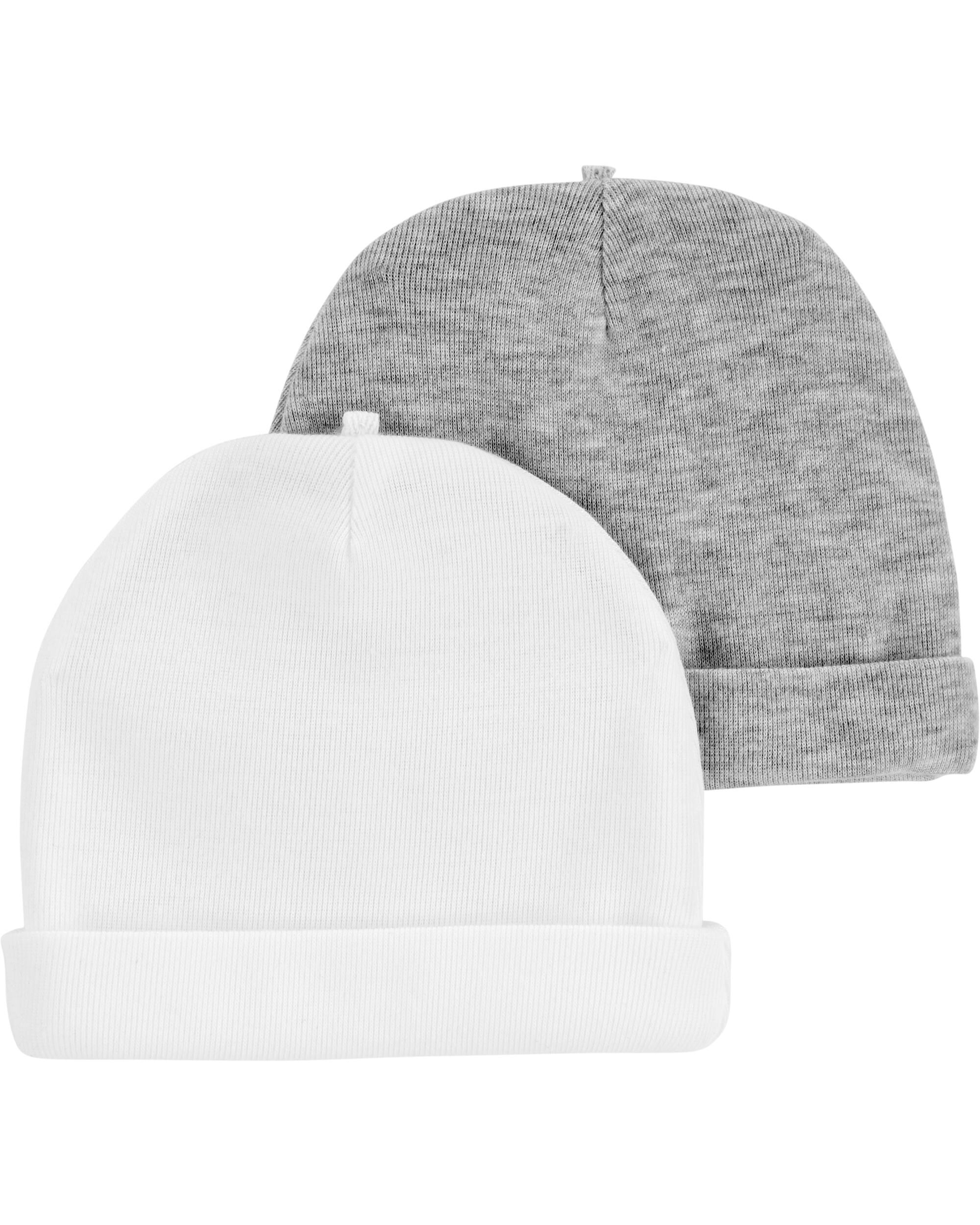 Baby Soft Cotton White Hats x 2 pack 