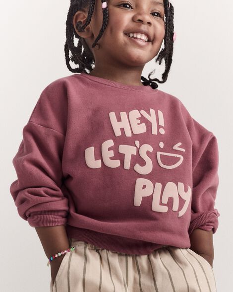Toddler 'Hey! Let's Play' Dolman-Sleeve Sweatshirt - Burgundy
