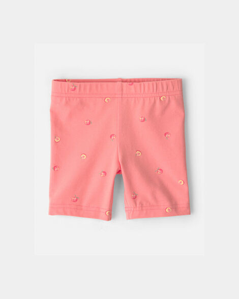 toddler girl peach bike shorts - coral