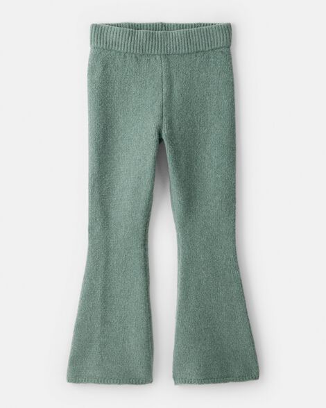 Girls Flared Sweater Knit Pants - Green