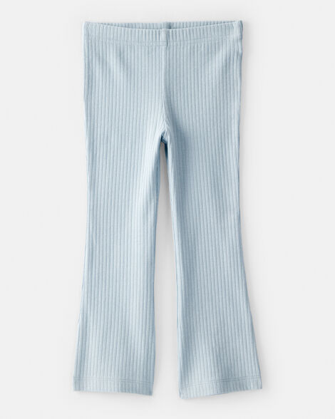 toddler girl pull-on flare stretch rib leggings - blue
