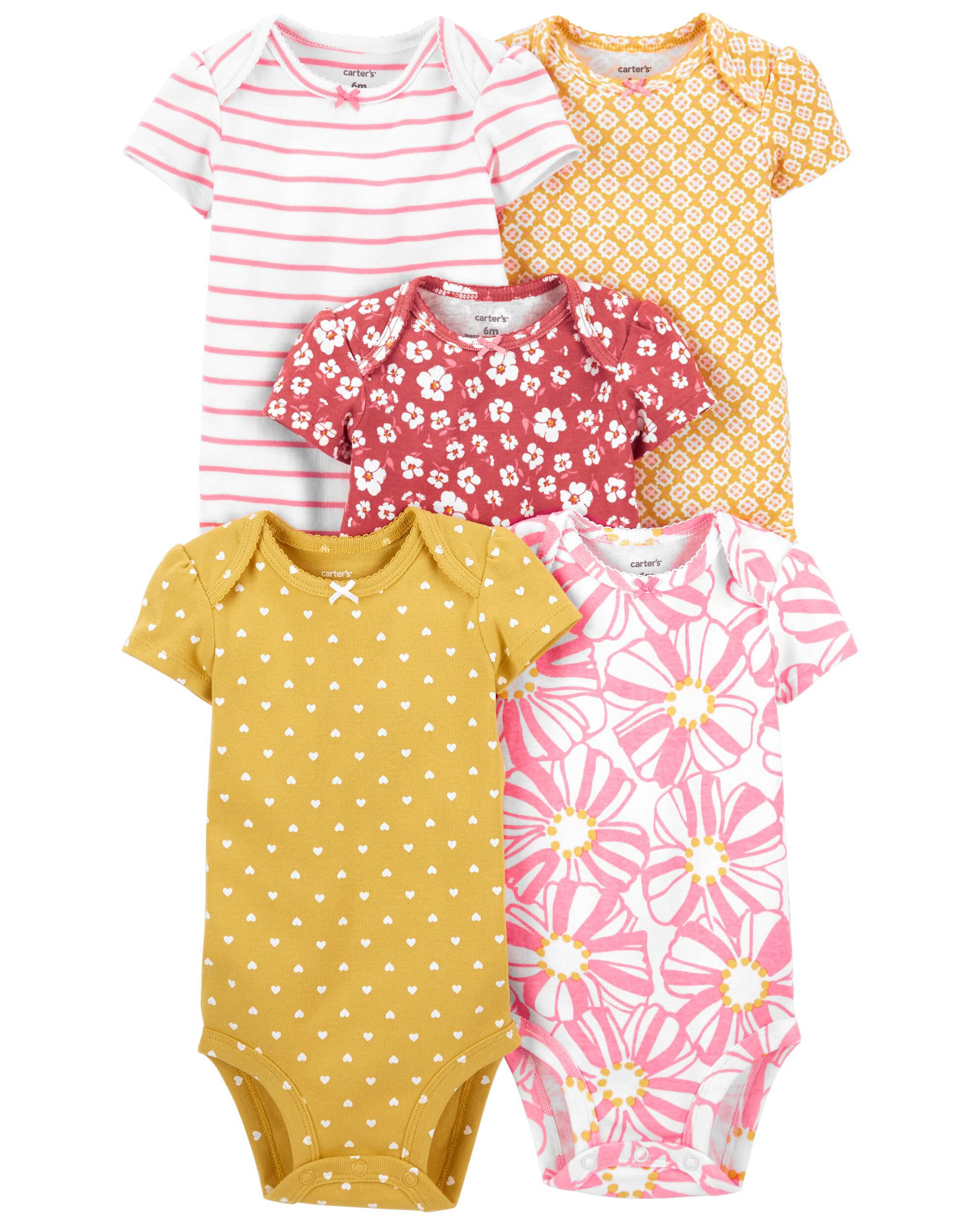 Carters Bodysuits and Pant separates sold as 7 pc set Girls polka floral Size 3M 