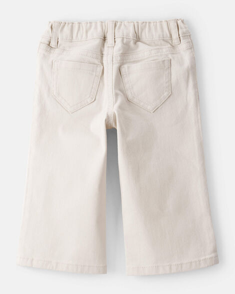  Product image 2 of Baby Embroidered Stretch Denim Wide Leg Jeans - Cream