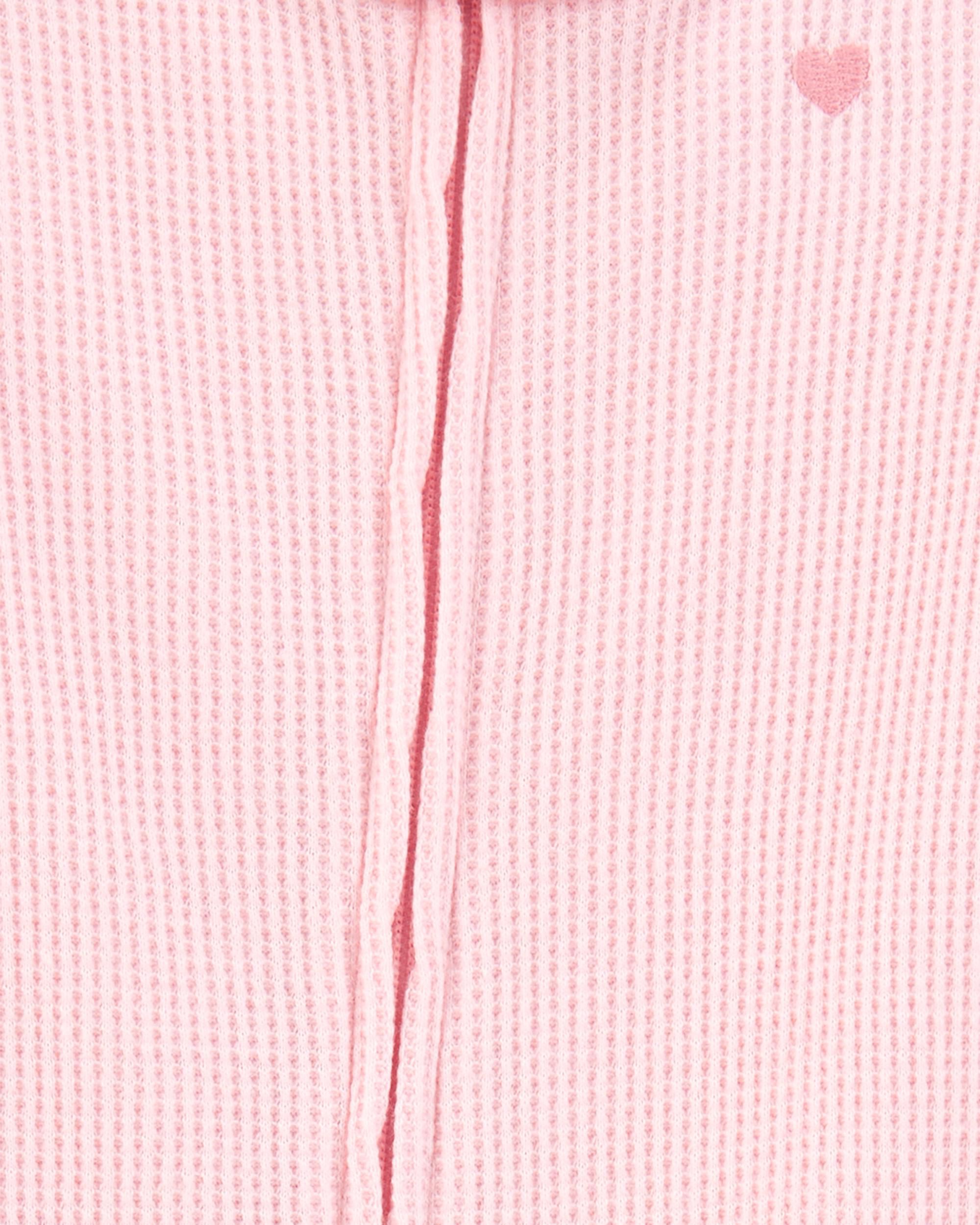 Toddler Girl Heart Waffle Knit Footie 1-Piece Pajamas - Pink