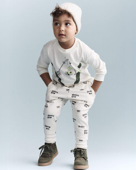Toddler City Park™ Jogger Pant in Snow Day Print - Cream