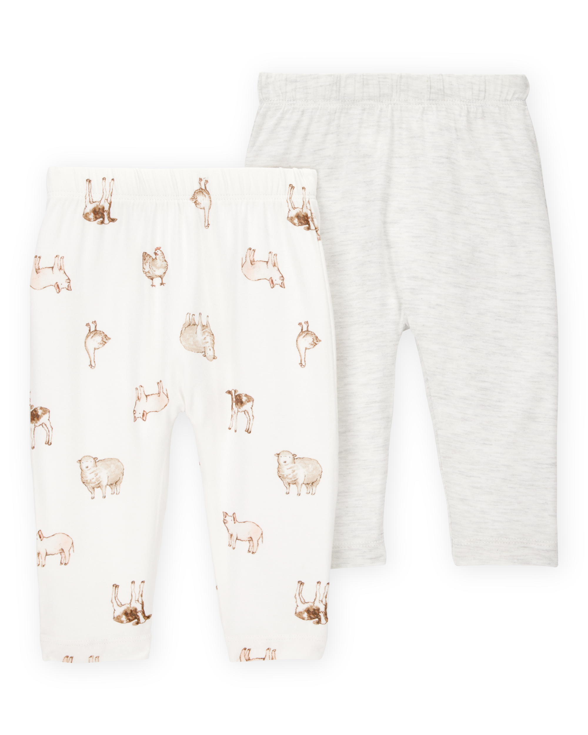 Baby Girl 2-Pack PurelySoft Pull-On Pants - Grey/Ivory