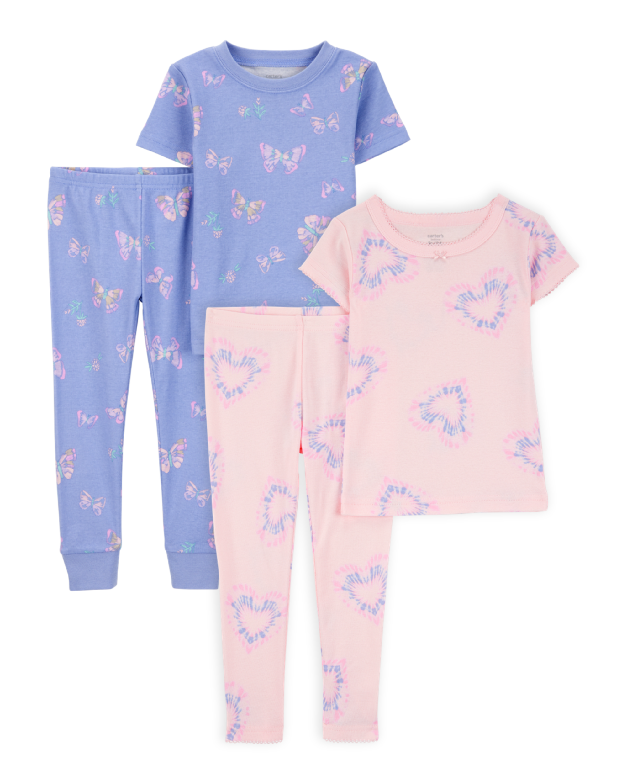 Toddler 4-Piece Snug Fit 100% Cotton Pajamas - Pink/Blue