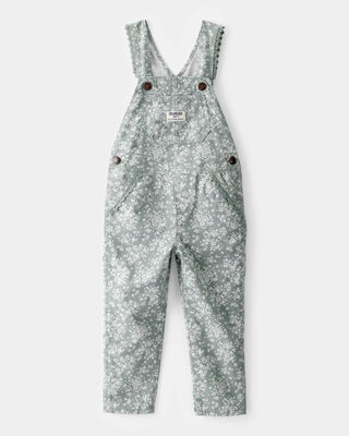 Product image 1 of Toddler Lightweight Floral Print Canvas Overalls - Green