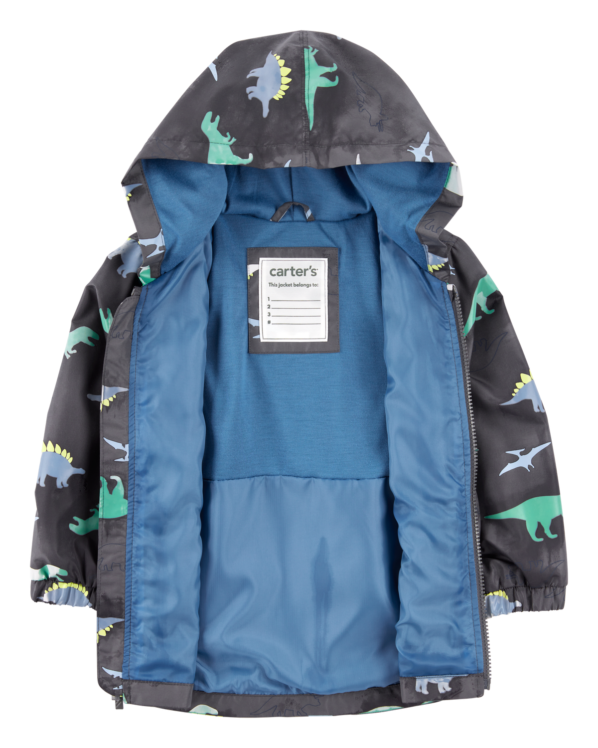raisin2  Toddler Dinosaur Color Changing Rain Jacket - Grey