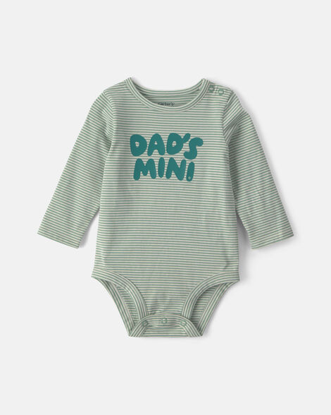 baby boy 'dad's mini' long-sleeve graphic bodysuit - green