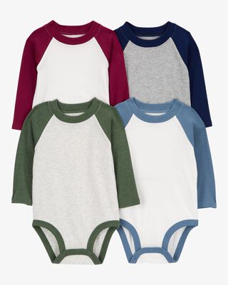 Product image 1 of Baby 4-Piece Long-Sleeve Raglan Bodysuits