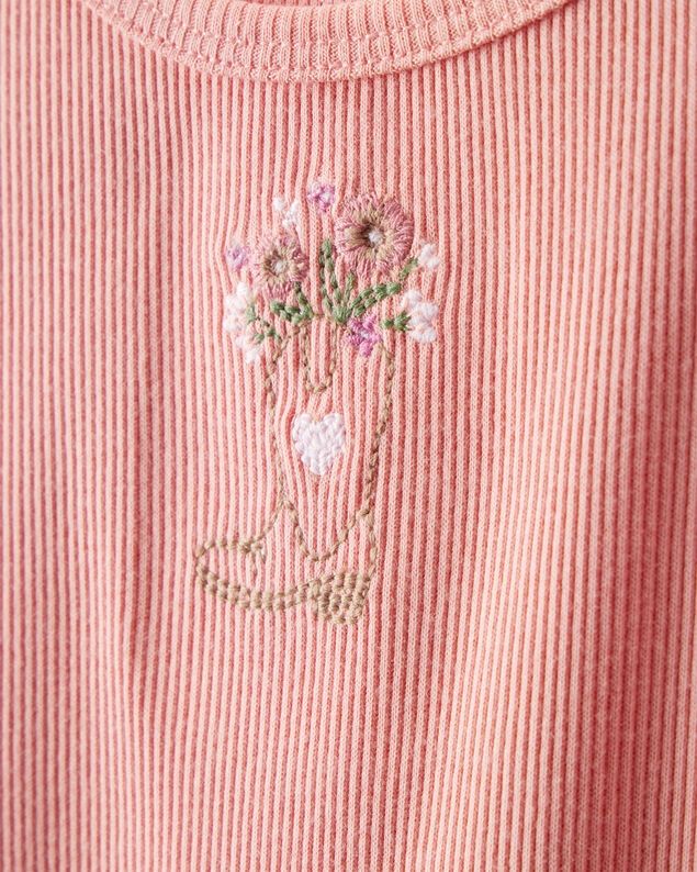 Product image 2 of Baby Girl Cowgirl Boot Cotton Short-Sleeve Top - Pink