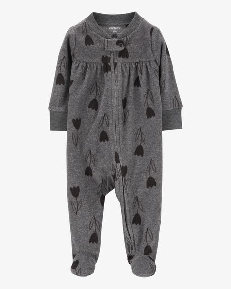 Product image 1 of Baby Heart 2-Way Zip Fleece Footie Sleep & Play Pajamas