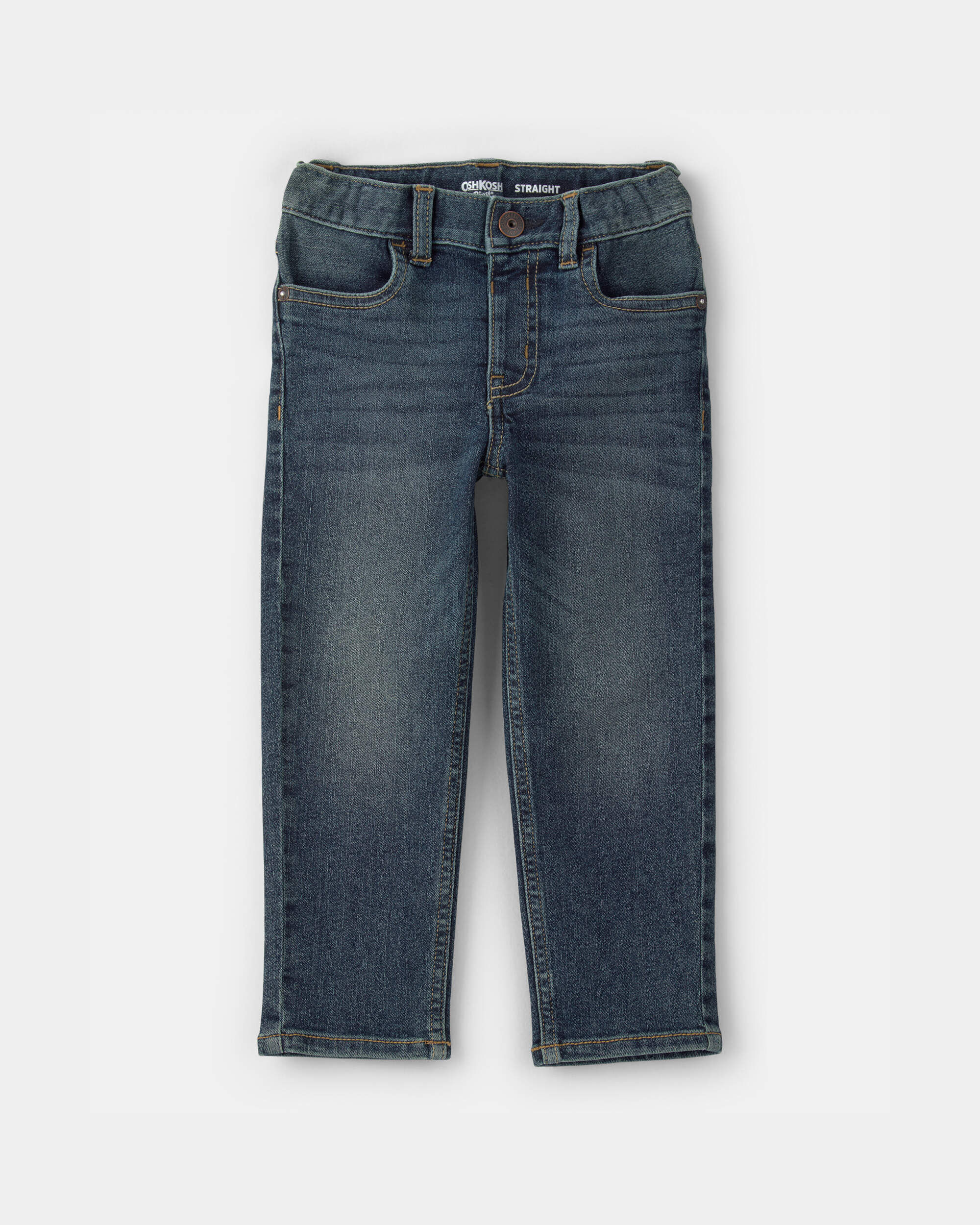 OshKosh B'gosh Toddler Neutral Faded Dark Wash Straight-Leg Jeans 2T Authentic Tinted Wash