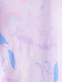 Toddler Girl Unicorn Print 100% Cotton Long-Sleeve 4-Piece Pajamas - Purple