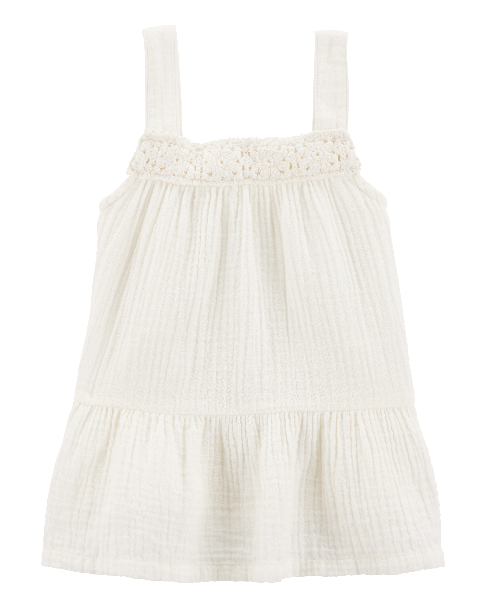 Toddler Gauze Crotchet Knit Tank - Ivory