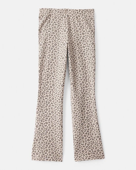 Kid Solid Cotton Flare Stretch Leggings - Blue