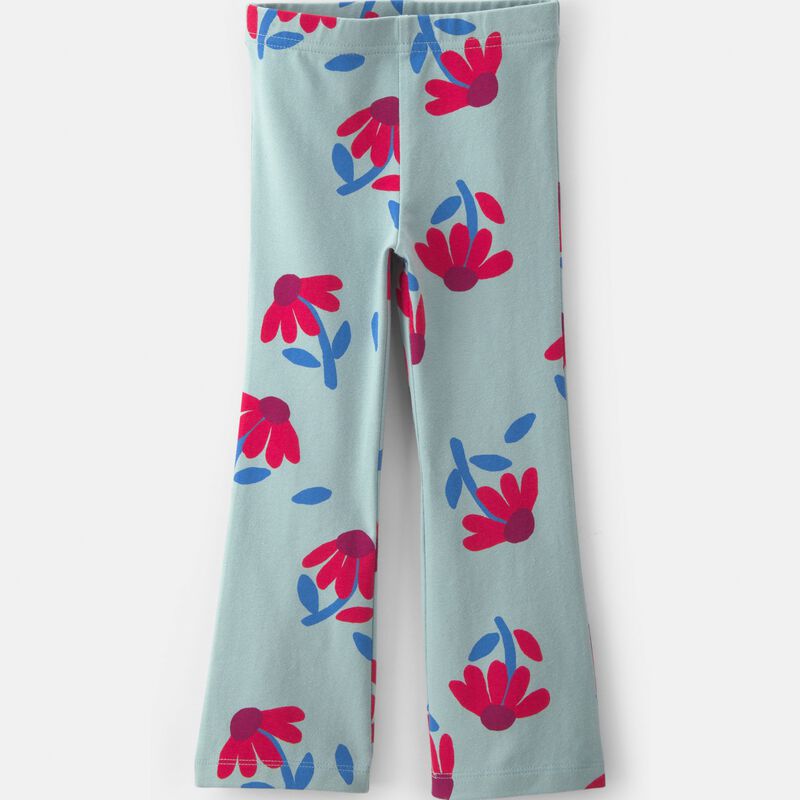 Toddler Girl Floral Pull-On Stretch Flare Leggings - Blue/Red