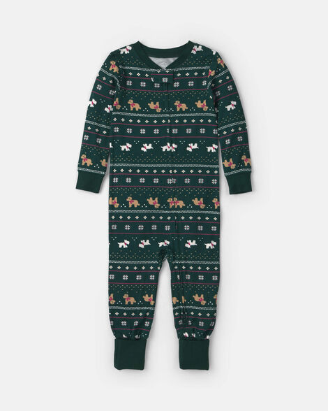baby 1-piece fair isle christmas purelysoft™ snug fit pajama - green