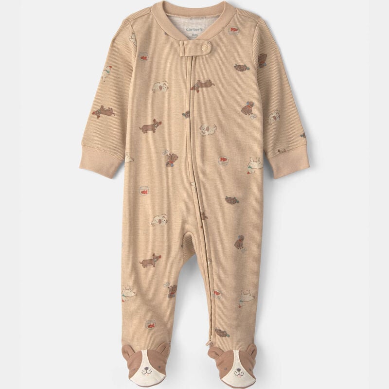 Baby Dog Cotton 2-Way Zip Sleep & Play Pajamas - Brown