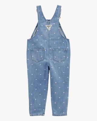 Product image 2 of Toddler Heart-Print Knit Denim Overalls - Blue