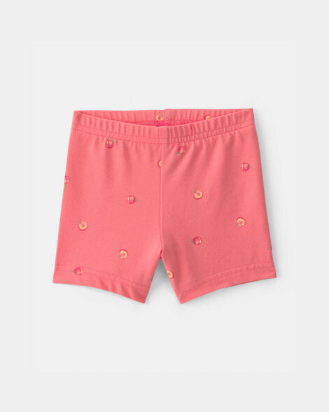 baby girl peach bike shorts - coral