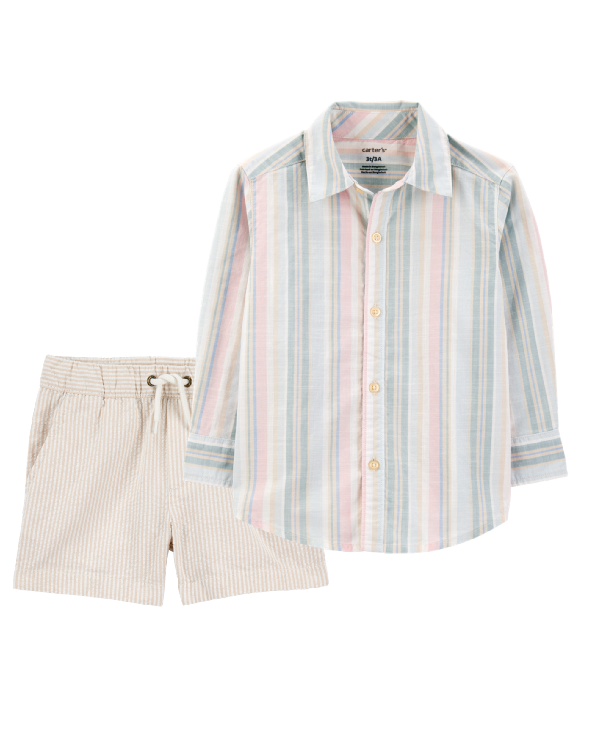 Toddler 2-Piece Button-Down Shirt & Shorts Outfit Set