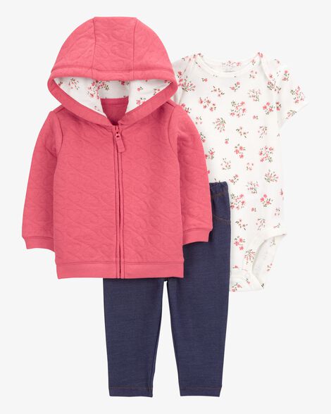  Product image 1 of Baby 3-Piece Floral Hooded Cardigan Set