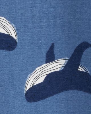 Product image 2 of Baby Whale Print Snug Fit Cotton Footie 1-Piece Pajamas - Navy