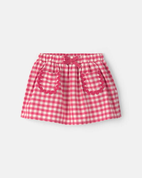 baby girl gingham pocket skort - red