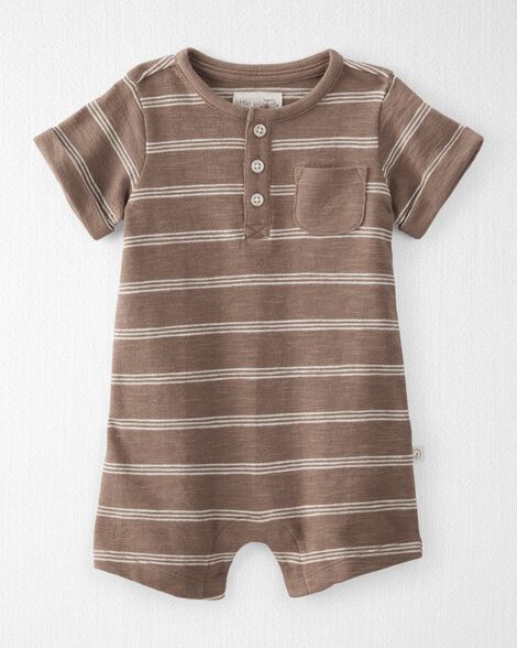 Organic Cotton Striped Romper Brown & Blue Organic Cotton Striped Romper Brown & Blue