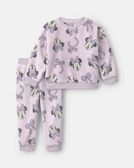 toddler girl 2-piece disney© minnie mouse long-sleeve top & pant set - purple