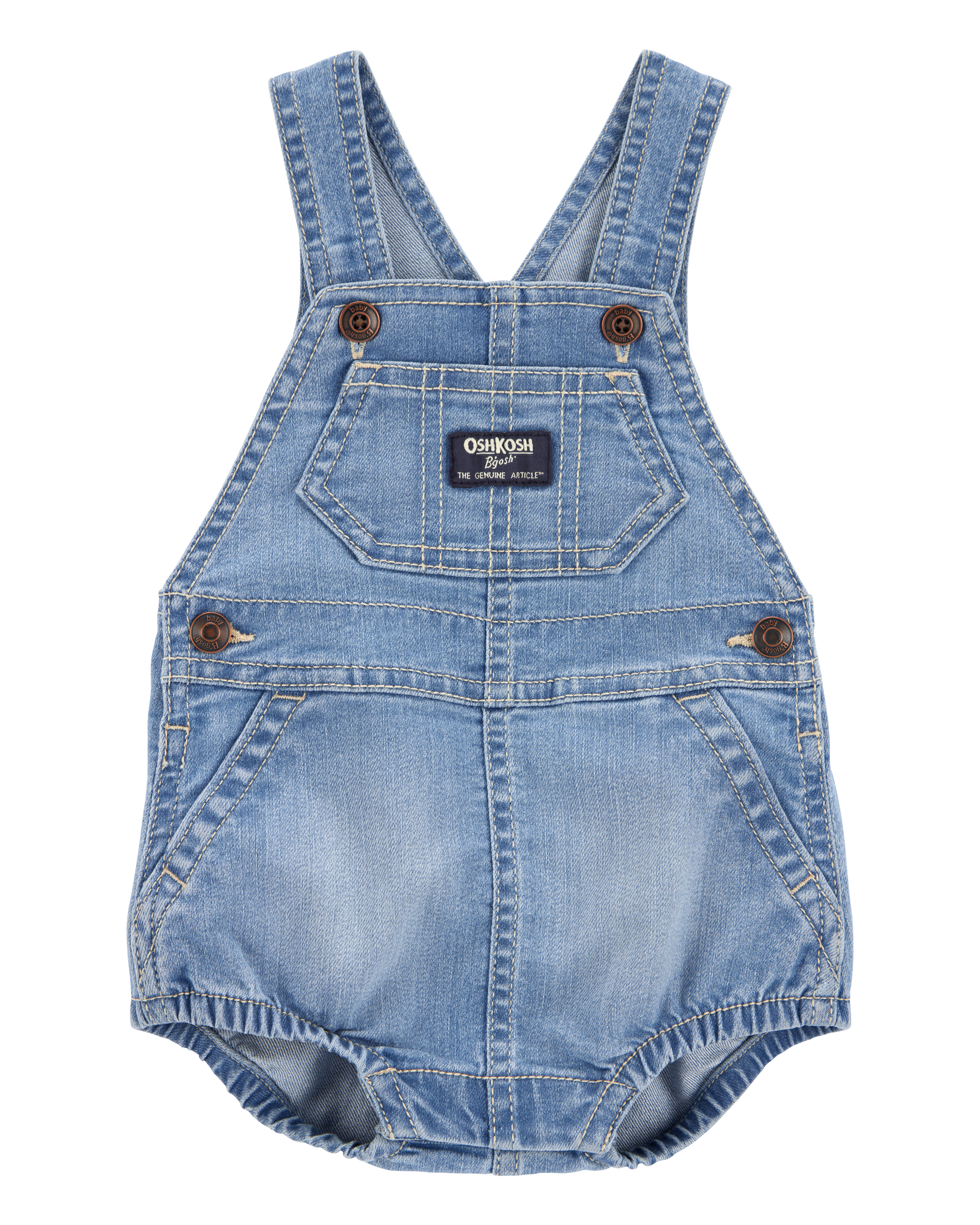 Baby Neutral Denim Bubble Romper - Blue